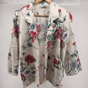 Vintage Joanna Women's Floral Print Blazer Jacket Size Small Open Front